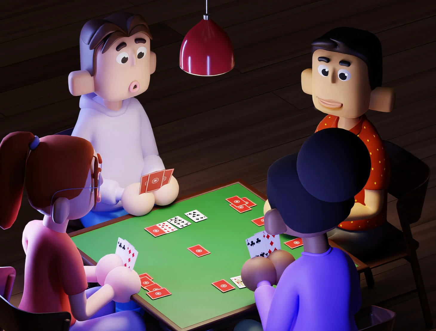 four playing at table